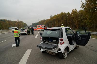 Unaufmerksamkeit  sorgt fuer zwei Verletzte und Stau auf der Autobahn 